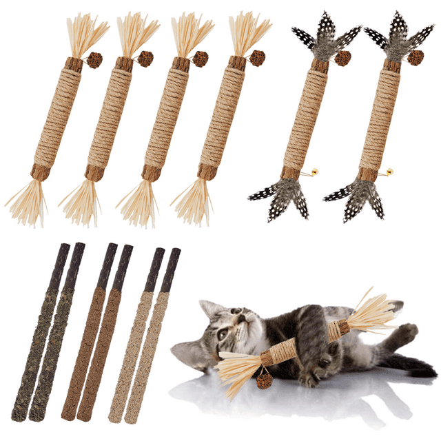 Grembeb 12 Pack Cat Chewing Toy Catnip Kitten Treat Kitten Silvervine