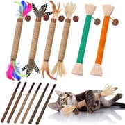 Grembeb 12 Pack Cat Chewing Toy Catnip Kitten Treat Rope Kitten Silvervine Stick for Teeth Indoor