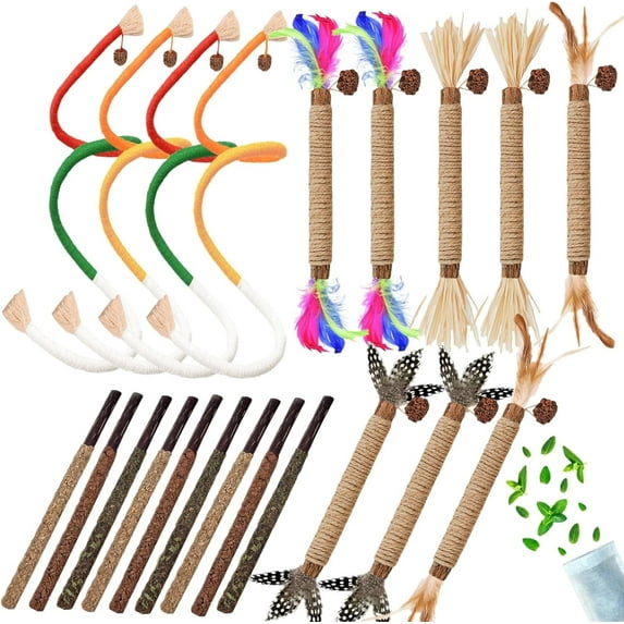 Grembeb Cat Toys 21PCS Catnip Rope for Indoor Kitten Treat Cats Chew Stick for Kicking