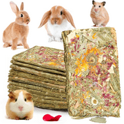 Grembeb Rabbit Toys 10pcs Bunny Toy Guinea Pig Treats Timothy Hay Chew Toys Chips with Herbal Flowers Hamster Snacks Chinchillas Gerbils