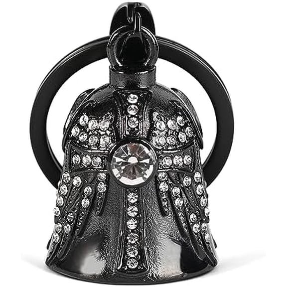 Gremlin Bells for Motorcycles, Cross Guardian Angel Wings Motorcycle Bell Evil Eye Keychain