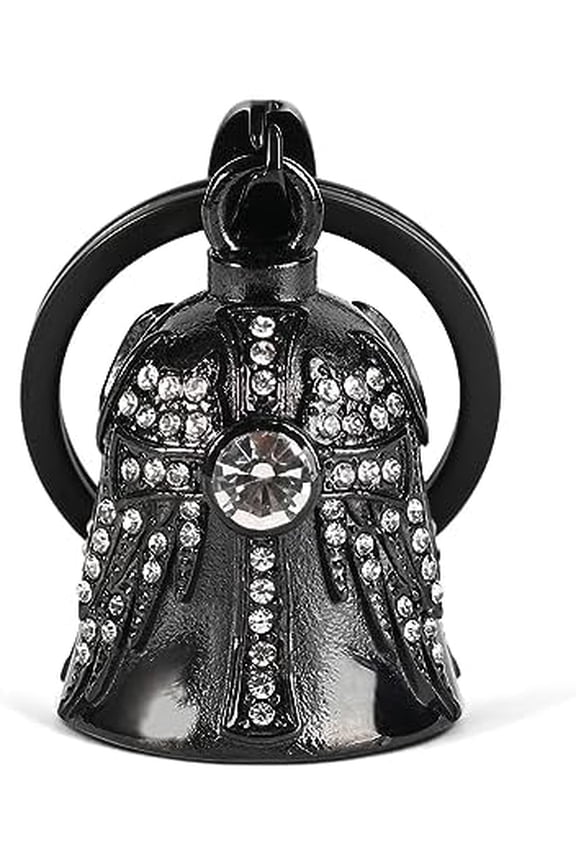 Gremlin Bells for Motorcycles, Cross Guardian Angel Wings Motorcycle Bell Evil Eye Keychain