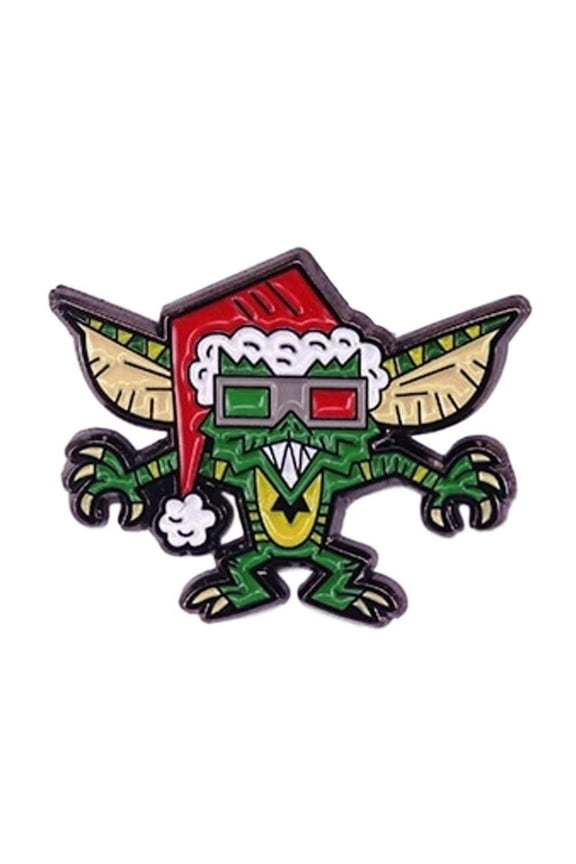 Gremlin Character With Santa Hat 1" Tall Enamel Metal Pin