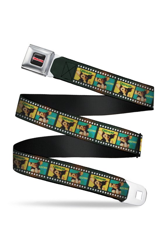 Gremlins Belt, Seatbelt Buckle Belt, Gremlins Gizmo Film Strip Pose Blocks, Youth 22 to 32 Inches
