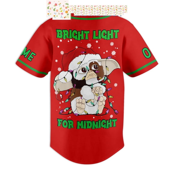 Gremlins Bright Light For Midnight Personalized Baseball Jersey