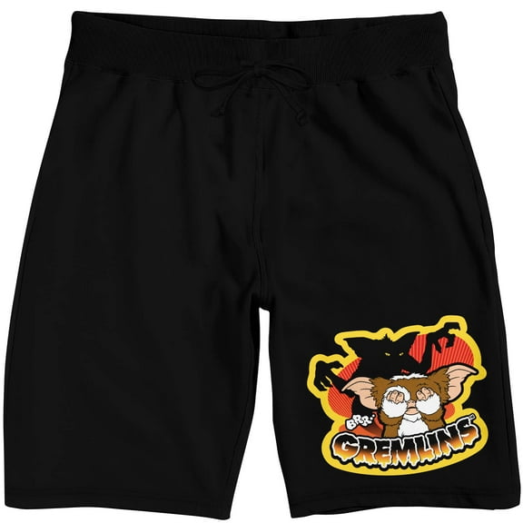 Gremlins Characters Gizmo and Stripe Men's Black Graphic Sleep Shorts-XL