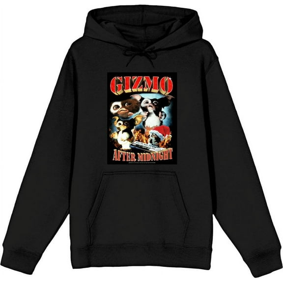 Gremlins Gizmo After Midnight Adult Black Long Sleeve Hoodie-Medium