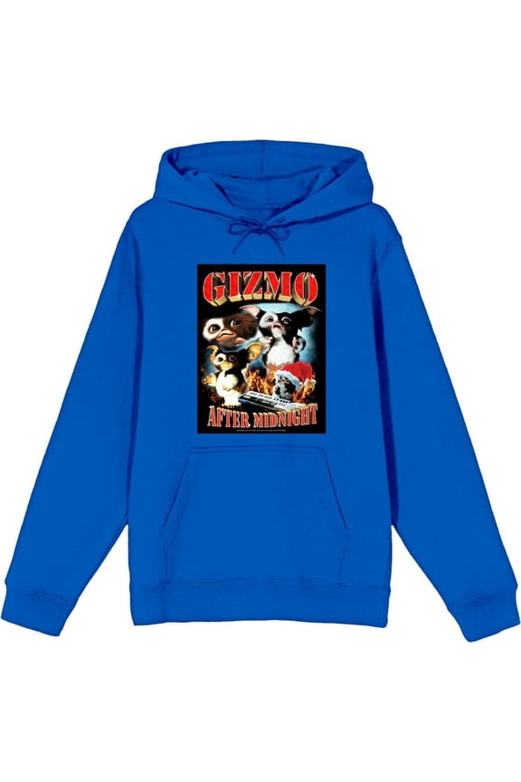 Gremlins Gizmo After Midnight Adult Blue Long Sleeve Hoodie-Large