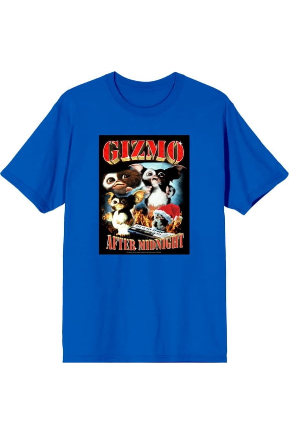 Gremlins Gizmo After Midnight Men's Blue Crew Neck Short Sleeve Tee-XXL