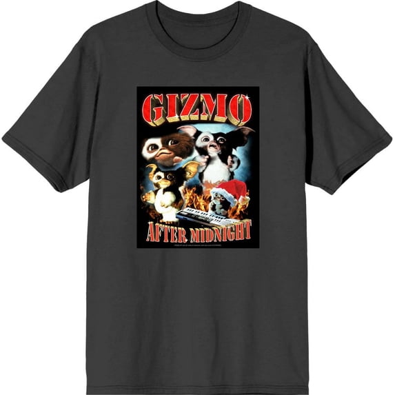 Gremlins Gizmo After Midnight Men's Charcoal Crew Neck Short Sleeve Tee-XXL