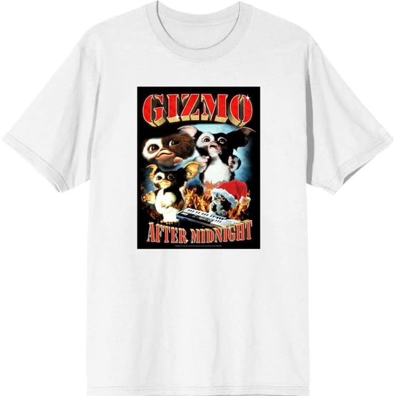 Gremlins Gizmo After Midnight Men's White Crew Neck Short Sleeve Tee-Medium