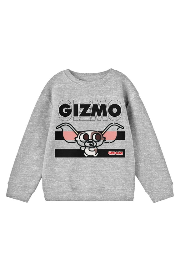 Gremlins Gizmo Collage Art Boy's Heather Grey Long Sleeve Shirt-L
