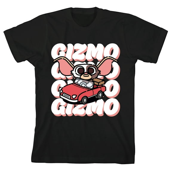 Gremlins Gizmo In A Red Car Youth Black Graphic Tee-XL