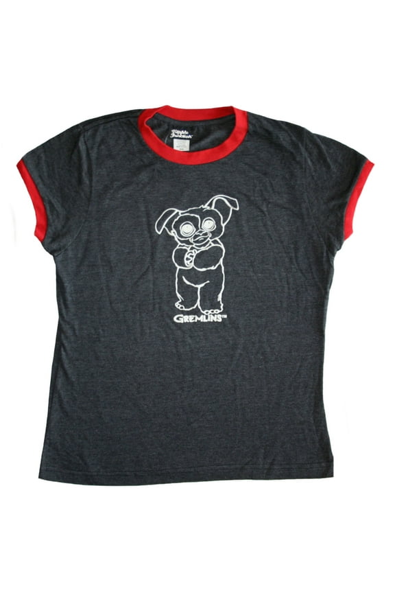 Gremlins Gizmo Junior Women's Red/Dark Gray Ringer T-Shirt Plus Size 2XL