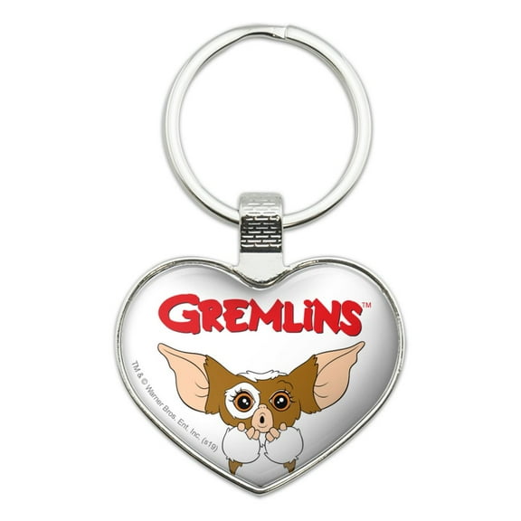 Gremlins Gizmo Logo Keychain Heart Love Metal Key Chain Ring