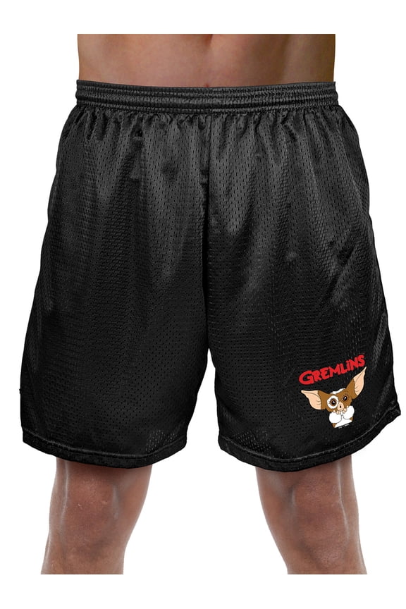 Gremlins Gizmo Logo Mens Lined Mesh Shorts, Black, 2X-Large