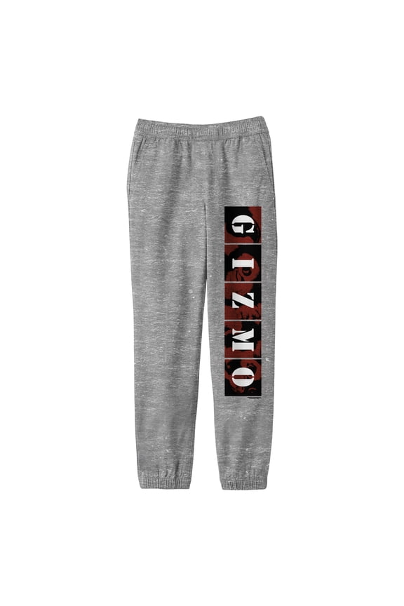 Gremlins Gizmo Military-Style Text With Squares Youth Heather Gray Graphic Jogger Pants-Large