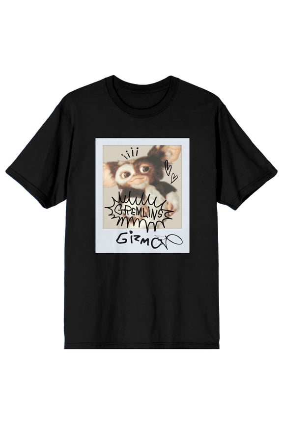 Gremlins Gizmo Photo With Sketch Art Juniors Black T-shirt -3XL