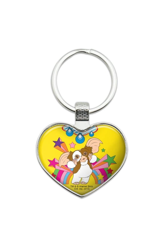 Gremlins Gizmo Rainbow Keychain Heart Love Metal Key Chain Ring
