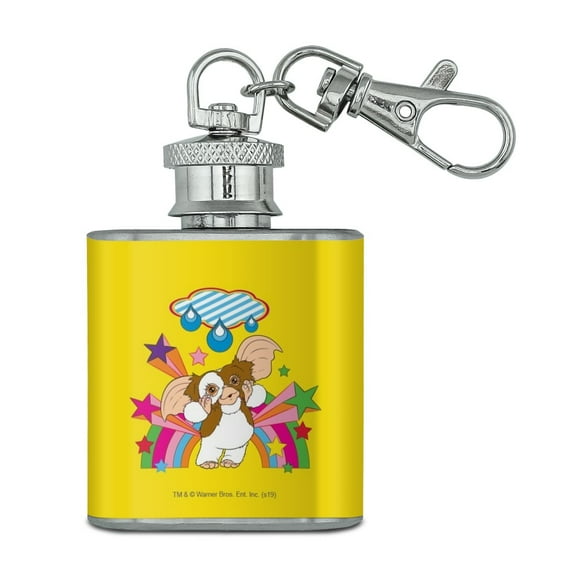 Gremlins Gizmo Rainbow Stainless Steel 1oz Mini Flask Key Chain