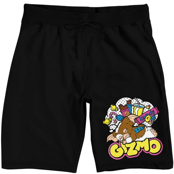 Gremlins Gizmo Snacks Men's Black Graphic Sleep Shorts-XL