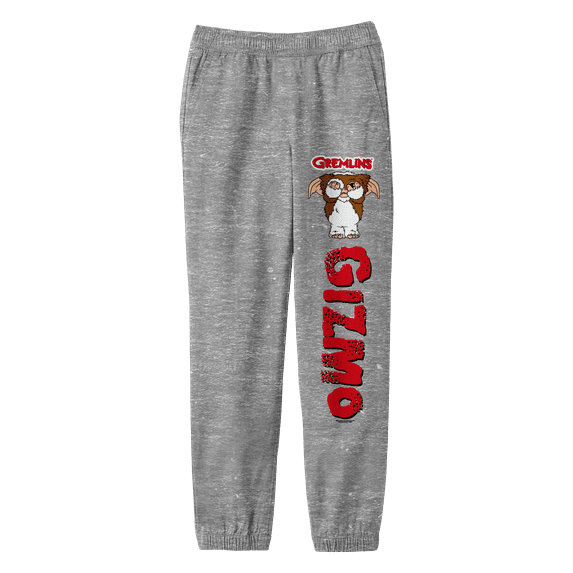 Gremlins Gizmo With Vertical Title Youth Athletic Heather Gray Graphic Joggers-Large