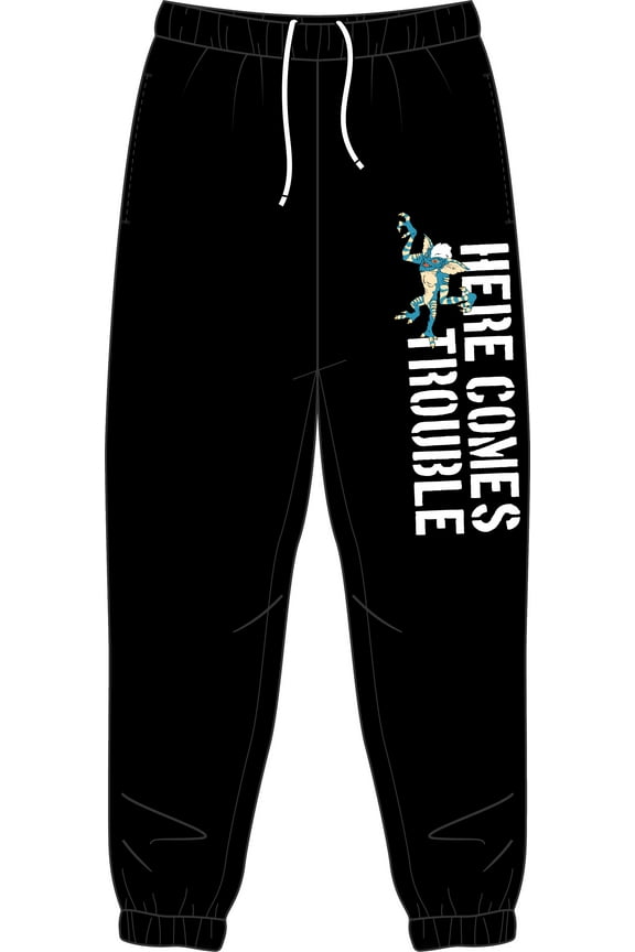Gremlins Here Comes Trouble Unisex Adult Black Graphic Sweatpants - M