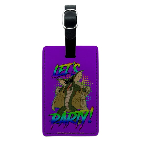 Gremlins Let's Party! Rectangle Leather Luggage Card Suitcase Carry-On ID Tag