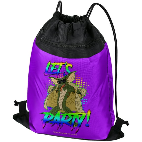 Gremlins Lets Party Drawstring Backpack Sports Bag Sackpack 17" x 13", Perfect for Gym, Yoga or Practice