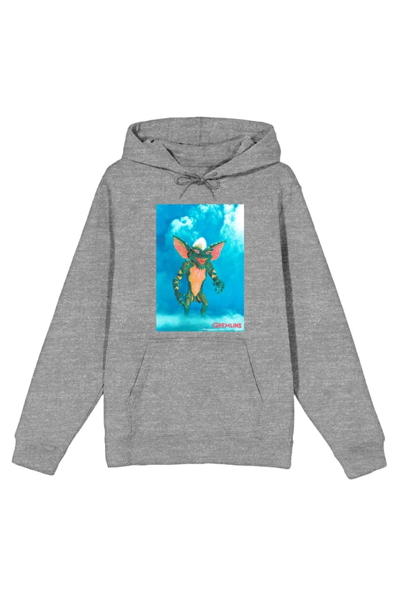 Gremlins Monster On Smoky Background Adult Heather Gray Long Sleeve Hoodie-Small