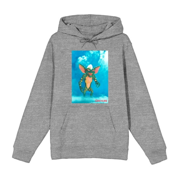 Gremlins Monster On Smoky Background Adult Heather Gray Long Sleeve Hoodie-XL