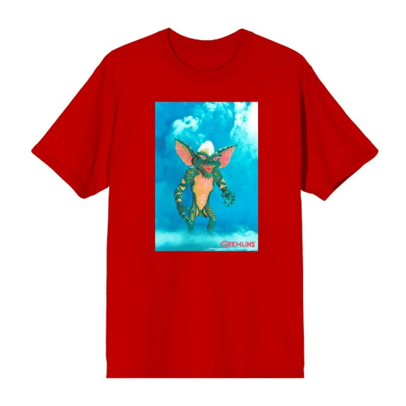 Gremlins Monster On Smoky Background Men's Red Crew Neck Short Sleeve Tee-Medium