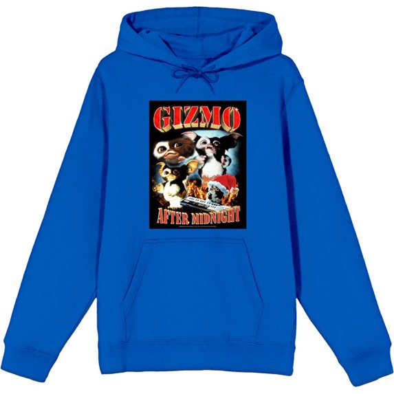 Gremlins Monsters & Logo Adult Blue Long Sleeve Hoodie-XXL