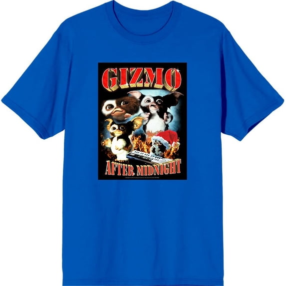 Gremlins Monsters & Logo Men's Blue Crew Neck Short Sleeve Tee-Medium
