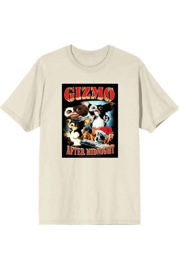 Gremlins Monsters & Logo Men's Natural Crew Neck Short Sleeve Tee-XL