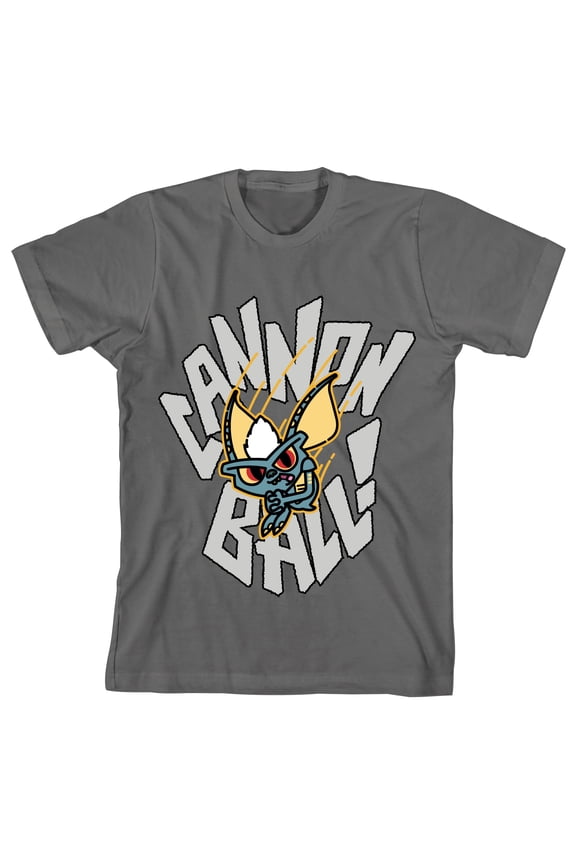 Gremlins Movie Character Canon Ball Youth Boys Charcoal Graphic Tee Shirt- L