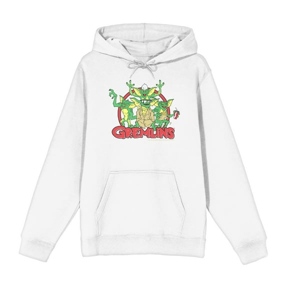 Gremlins Red Circle Logo Adult White Long Sleeve Hoodie-XXL