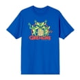 thumbnail image 1 of Gremlins Red Circle Logo Men's Blue Crew Neck Short Sleeve Tee-XL, 1 of 5