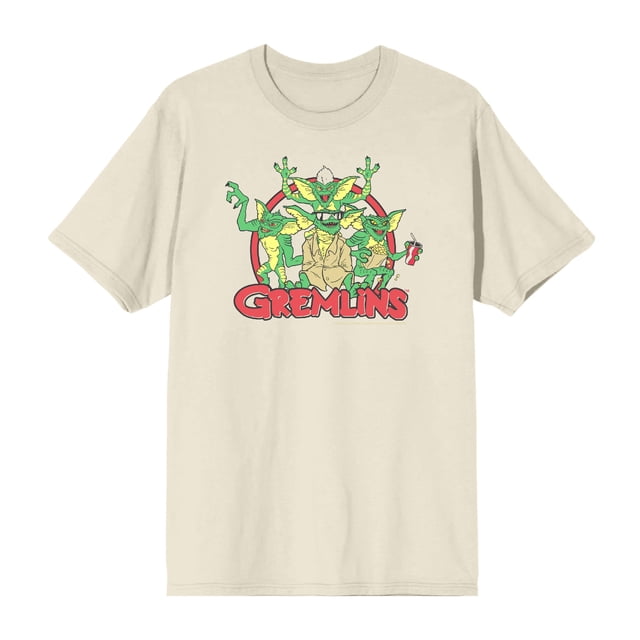 Gremlins Red Circle Logo Men's Natural Crew Neck Short Sleeve Tee-XXL