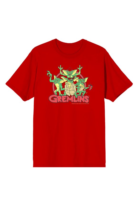 Gremlins Red Circle Logo Men's Red Crew Neck Short Sleeve Tee-Large