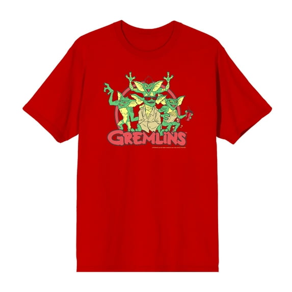 Gremlins Red Circle Logo Men's Red Crew Neck Short Sleeve Tee-Small