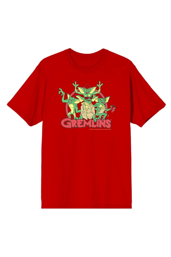 Gremlins Red Circle Logo Men's Red Crew Neck Short Sleeve Tee-Small