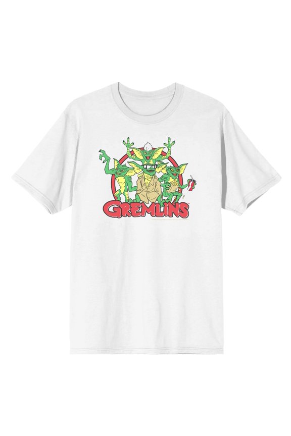Gremlins Red Circle Logo Men's White Crew Neck Short Sleeve Tee-XXL