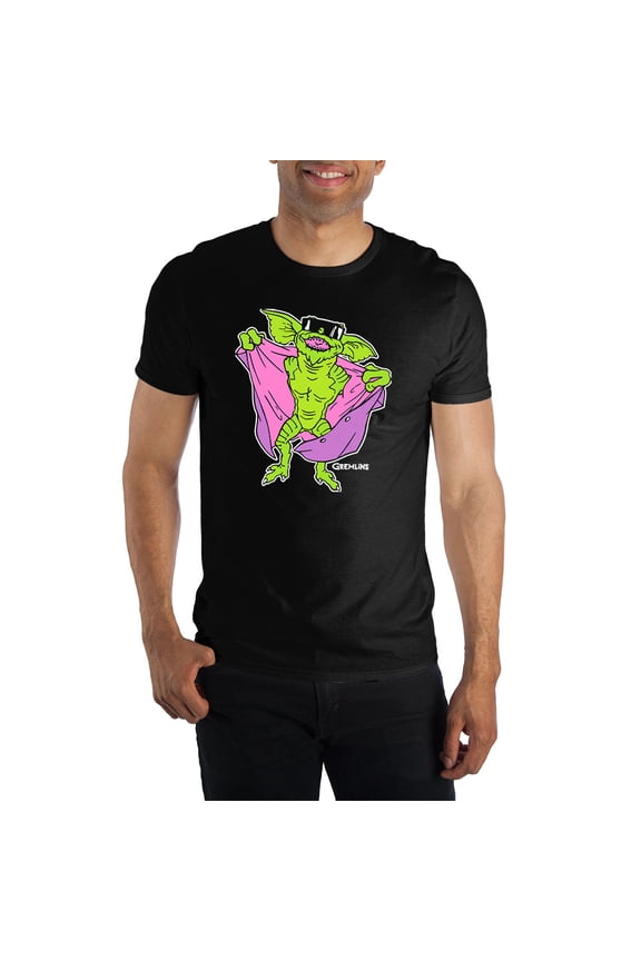 Gremlins Stripe Mohawk Character Men's Black T-Shirt-XX-Large