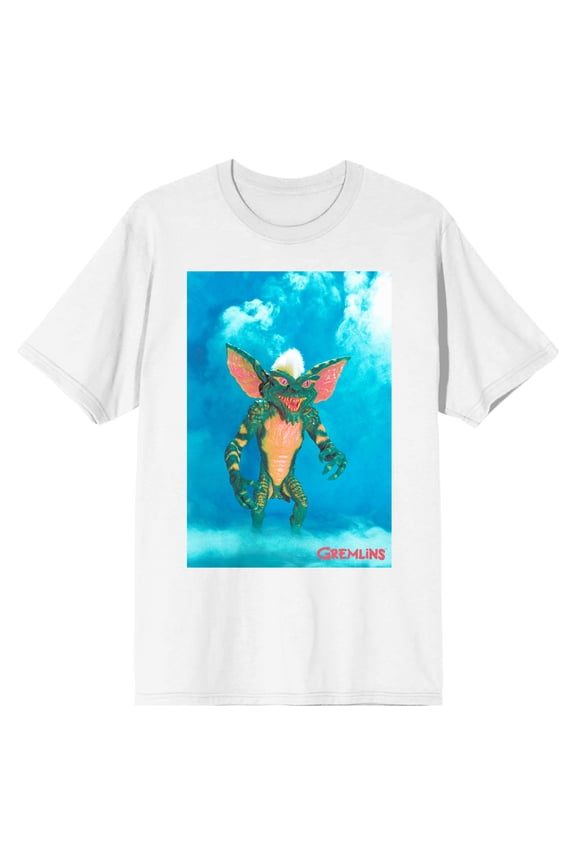 Gremlins Stripe in Smoky Background Men's White T-shirt - 6XL