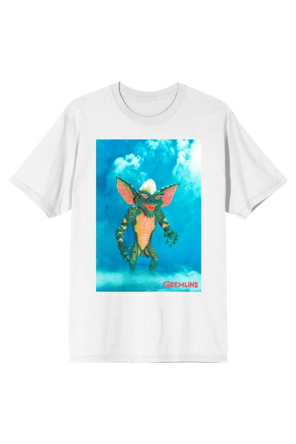 Gremlins Stripe in Smoky Background Men's White T-shirt-Small