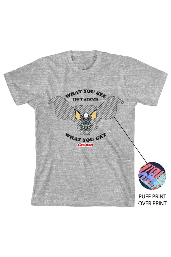 Gremlins What You See Isn't Always What You Get Boy's Heather Grey T-shirt-XS