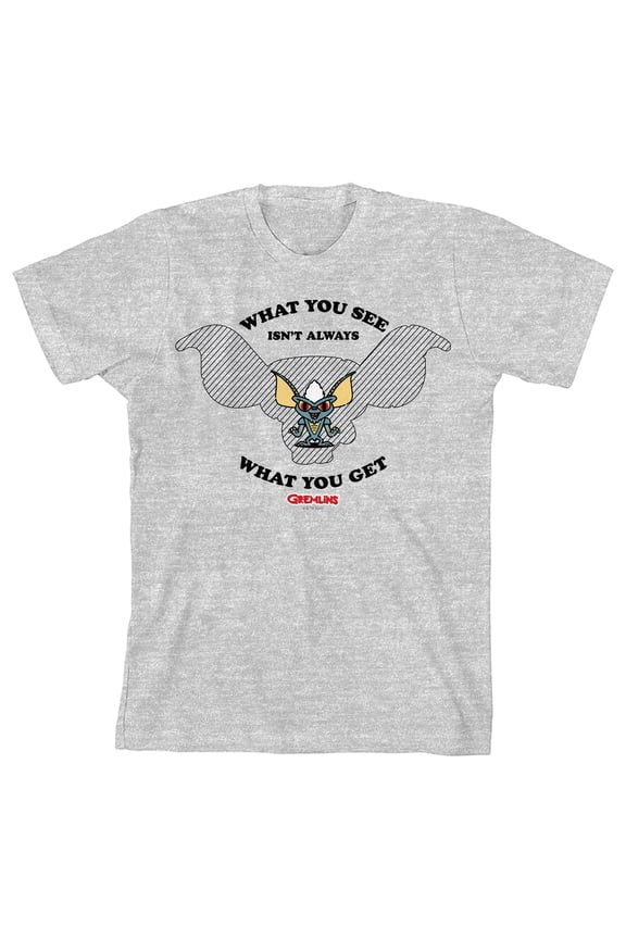 Gremlins What You See Isn't Always What You Get Boy's Heather Grey T-shirt-XS