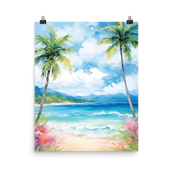 Grenada Beach Print, Caribbean Island Coastal Art, Tropical Seascape Poster, Paradise Wall Decor, Exotic Ocean Inspired Artwork Home Decor #4152, Unframed Poster Size 8x12