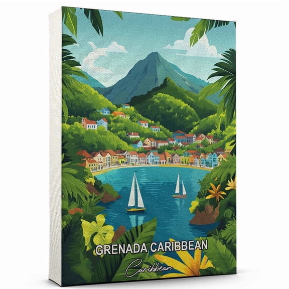 Grenada Caribbean Travel Canvas Wall Art Caribbean Canvas A Scenic Artwork That Evokes Calmness, Wanderlust, and Connection with the World
